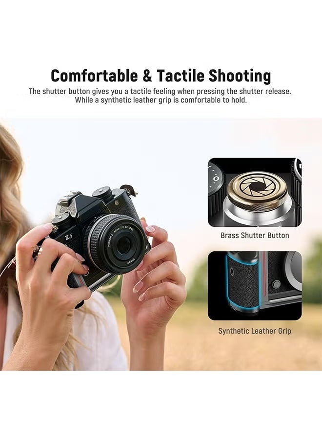 مقبض يد NEEWER CA063 على شكل حرف L لكاميرا Nikon Z f - قاعدة رفيعة للغاية بتصميم كلاسيكي، زر غالق من النحاس، متوافق مع رأس سائل ثلاثي القوائم Arca Swiss - Image 3